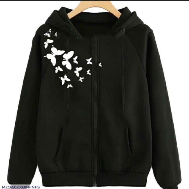 1 Pc Women's Stitched Fleece Printed Pullover Hoodie