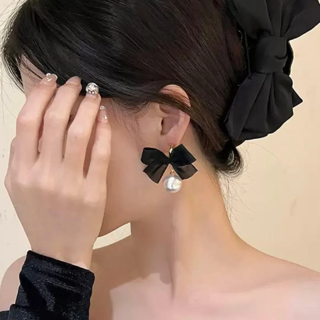 Pearl Stone Bow Earrings - Image 5