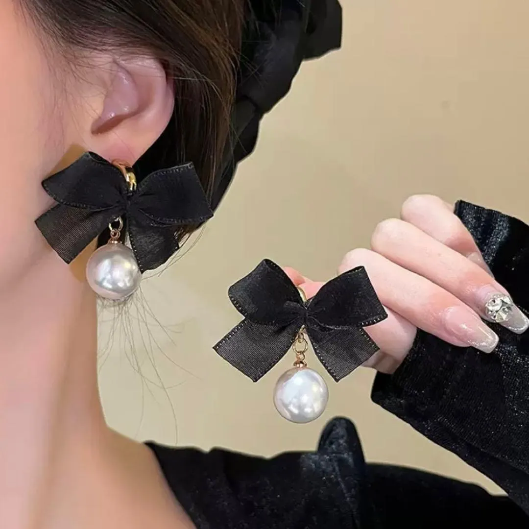 Pearl Stone Bow Earrings - Image 6