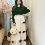 2 Pcs Women's Stitched Georgette Calligraphy Maxi and Jacket