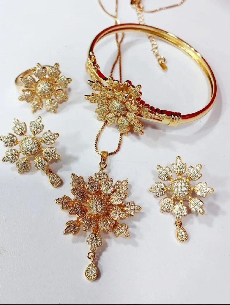 New Elegant Flower Design Zarcoon Locket set With Ring And Bracelet For Girls And Women's - Image 5