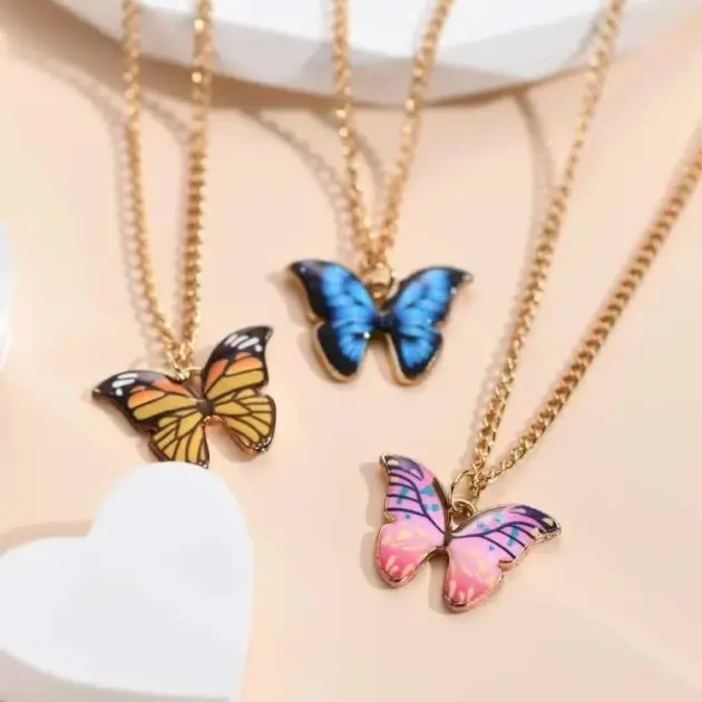 Stunning Butterfly Design 3 Pcs Necklace Set - Adjustable Gold Plated Jewelry