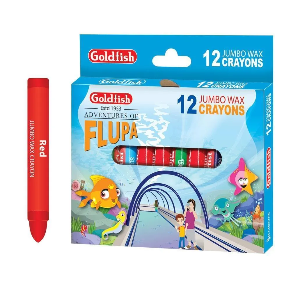 Goldfish Flupa Wax Crayon Colors Jambo Size - 12 Color 1 Pcs