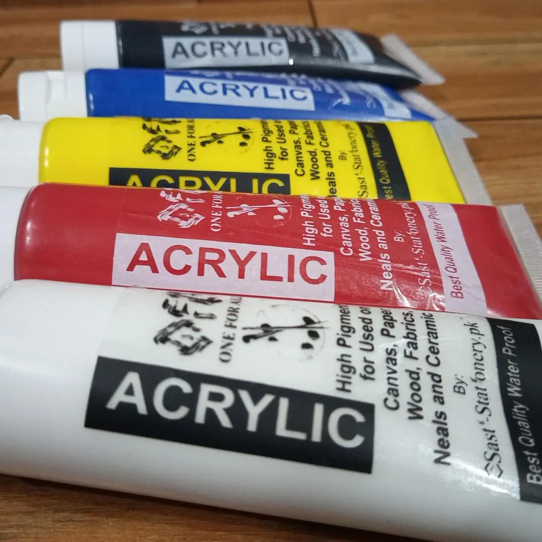 Pack of 5 Primary Color - Red, Blue, Yellow, White & Black Acrylic Paint Tubes 75ml - Big Size Tube Best for Artist, Student & Painter Art# M247-Acry-Pkt of 5 R,BY,W&B-0005 - Image 5