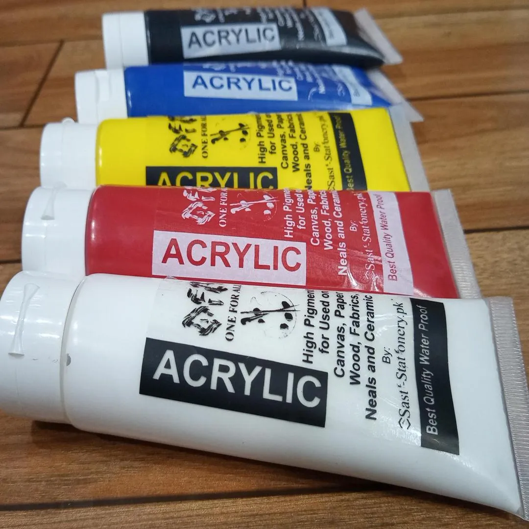 Pack of 5 Primary Color - Red, Blue, Yellow, White & Black Acrylic Paint Tubes 75ml - Big Size Tube Best for Artist, Student & Painter Art# M247-Acry-Pkt of 5 R,BY,W&B-0005 - Image 6