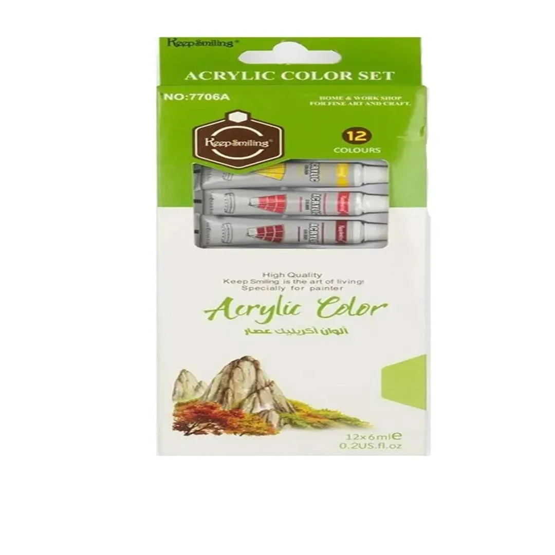 Keep Smiling 6ml Acrylic Paint, Pack of 12 tubes Art# M247 - KS-6ml x12 Acry- 0007 - Image 2
