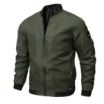 Men's Green Polyester Bomber Jacket - 1 Pc Classic Style