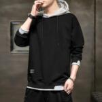 Men's Cotton Plain Hoodie - 1 Pc Hooded Neck Sweatshirt in Black