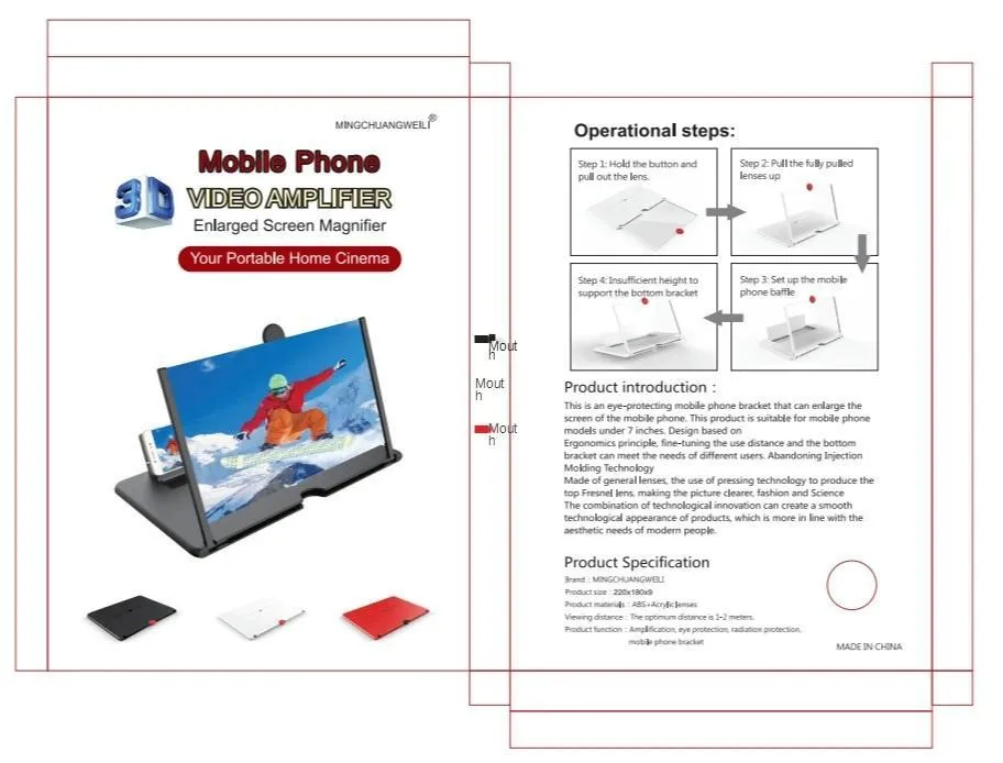 Mobile Phone Video Amplifier 12-Inch 3D Screen Magnifier for All Smartphones - Image 2
