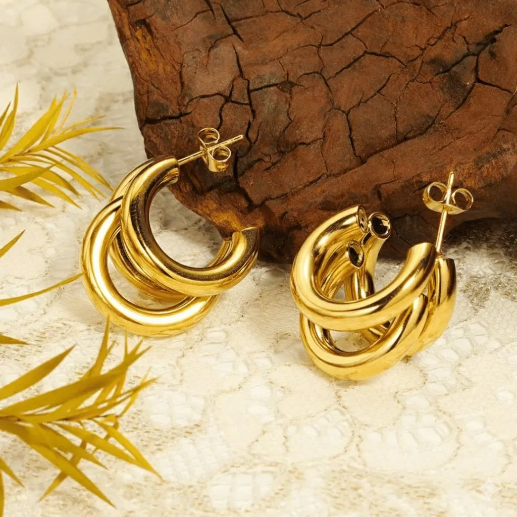 Elegant Three layers Korean Hoop Earrings KGE-906 - Image 3