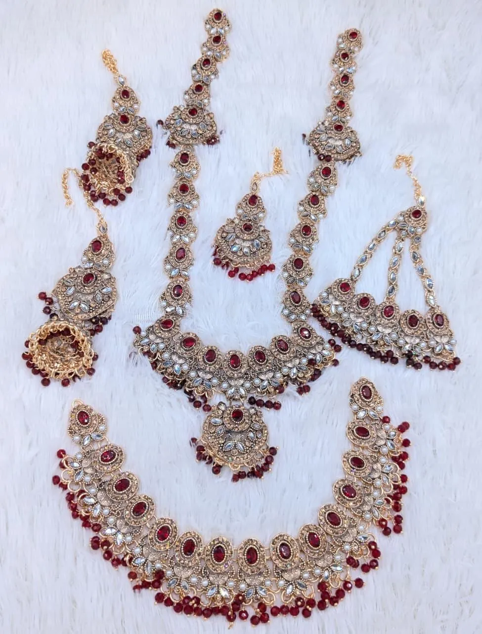 Exquisite Maroon Bridal Set