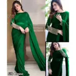 2 Pcs Women’s Chiffon Sequins Embroidered Stitched Saree