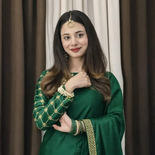 2 Pcs Women’s Shamoz Silk Embroidered Stitched Saree