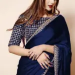 2 Pcs Women’s Shamoz Silk Embroidered Stitched Saree