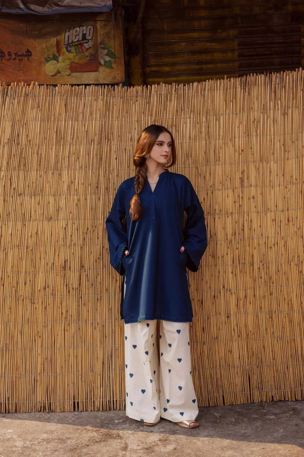 2 Pcs Women's Stitched Cotton Embroidered Shirt And Trouser - Image 4