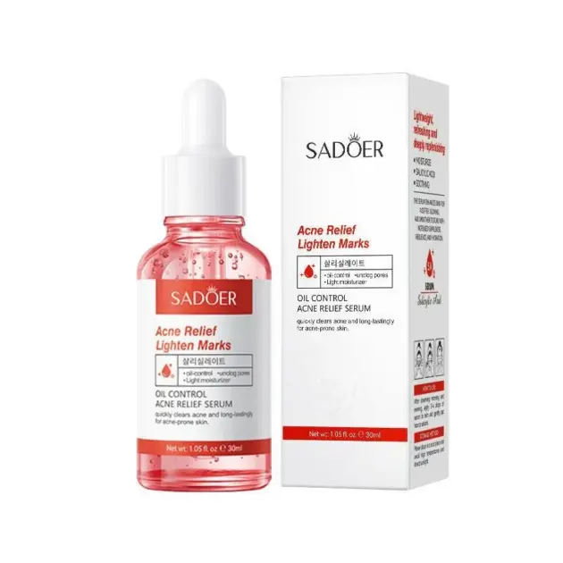 SADOER Salicylic Acid Acne Relief Serum 30ml – Oil Control, Acne Treatment & Dark Spot Remover for Oily, Acne-Prone Skin
