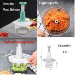 Manual Chopper Machine Hand Chopper Vegetables Push Chopper 1.5 L Capacity / Advanced Multi-Function | Food Processor | Vegetable Cutter 3 Blades Random Colors