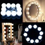 Vanity Lights for Mirror, Hollywood Style Vanity Lights with 10 dimmable Bulbs,Adjustable Color & Brightness,USB Cable(No Mirror Include)