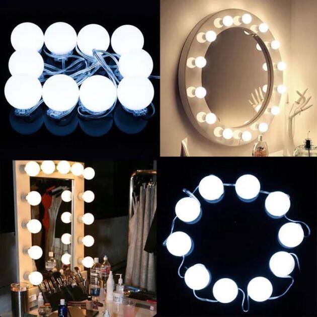 Vanity Lights for Mirror, Hollywood Style Vanity Lights with 10 dimmable Bulbs,Adjustable Color & Brightness,USB Cable(No Mirror Include)