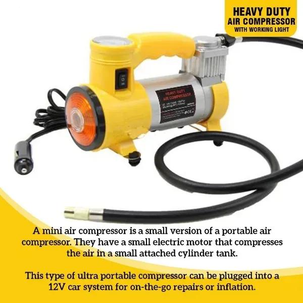 12V 150PSI 35LPM Cyclone Heavy Duty Air Compressor with Working Light Inflatables Portable Pump Motorbike, Cars, Bicycle, Football, Truck, Motorcycle, Inflatable Boat - Image 2