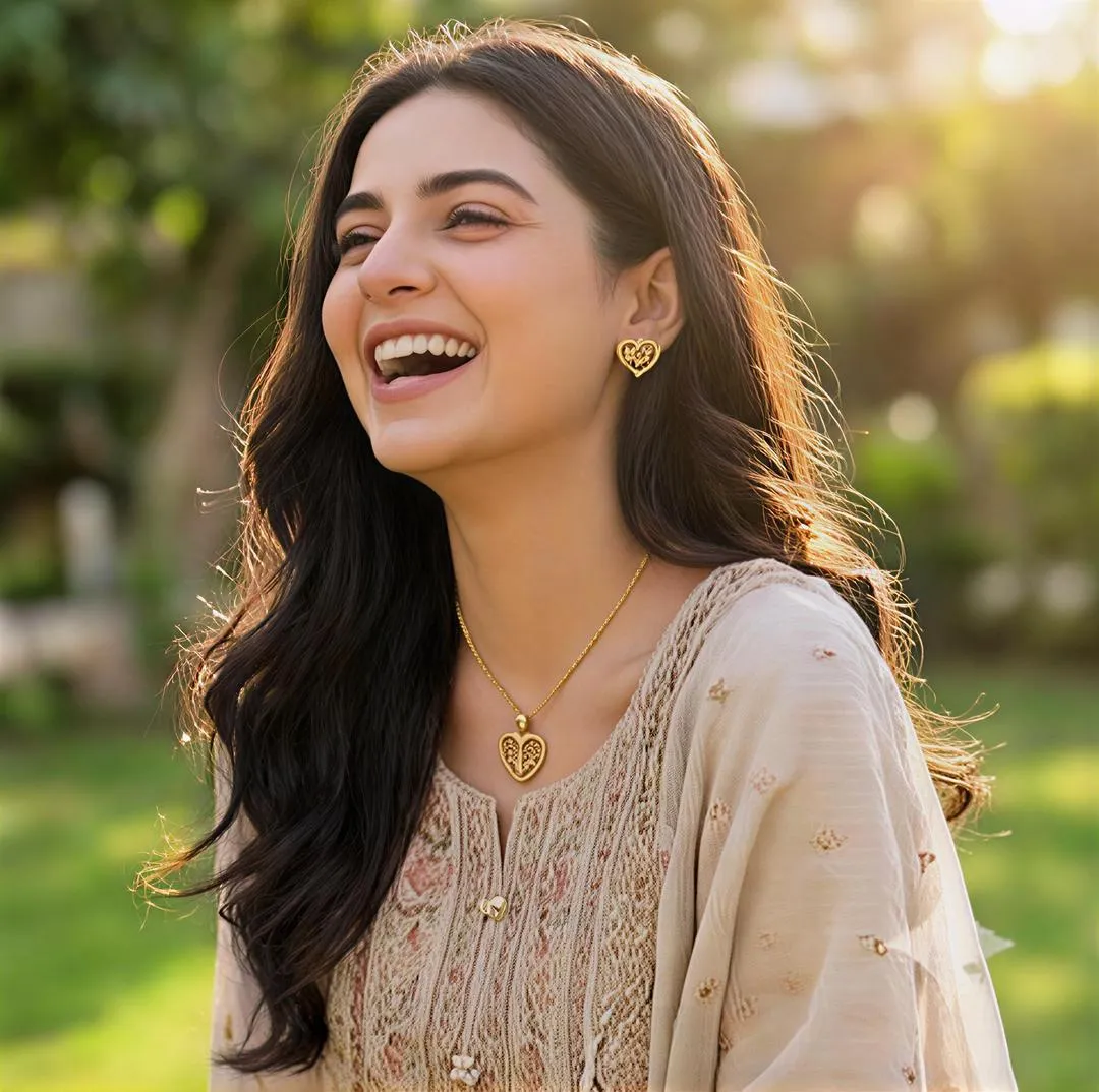 Heartbeat Design Gold Plated Necklace And Bracelet Set - Image 4