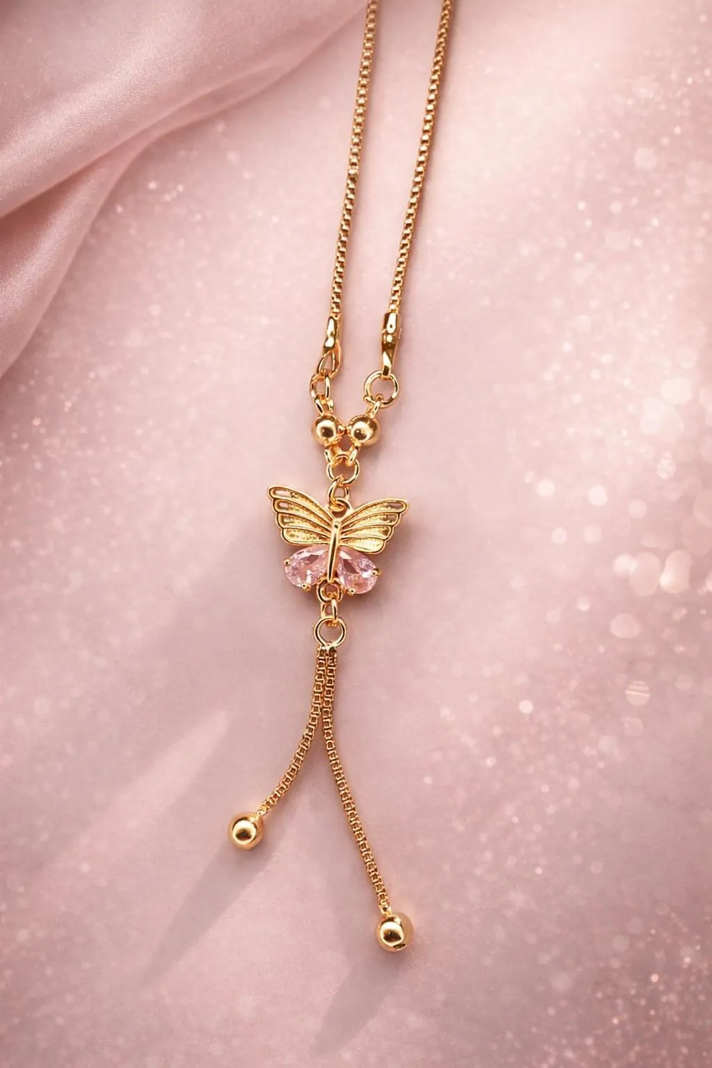 Butterfly Hanging Crystal Necklace