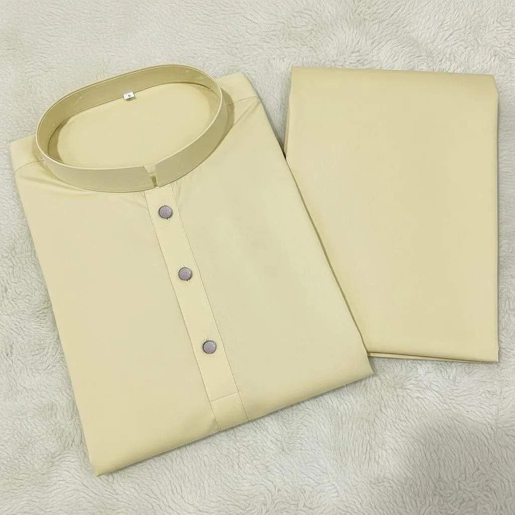 2 Pcs Men’s Stitched Wash And Wear Plain Kurta Pajama - Image 2