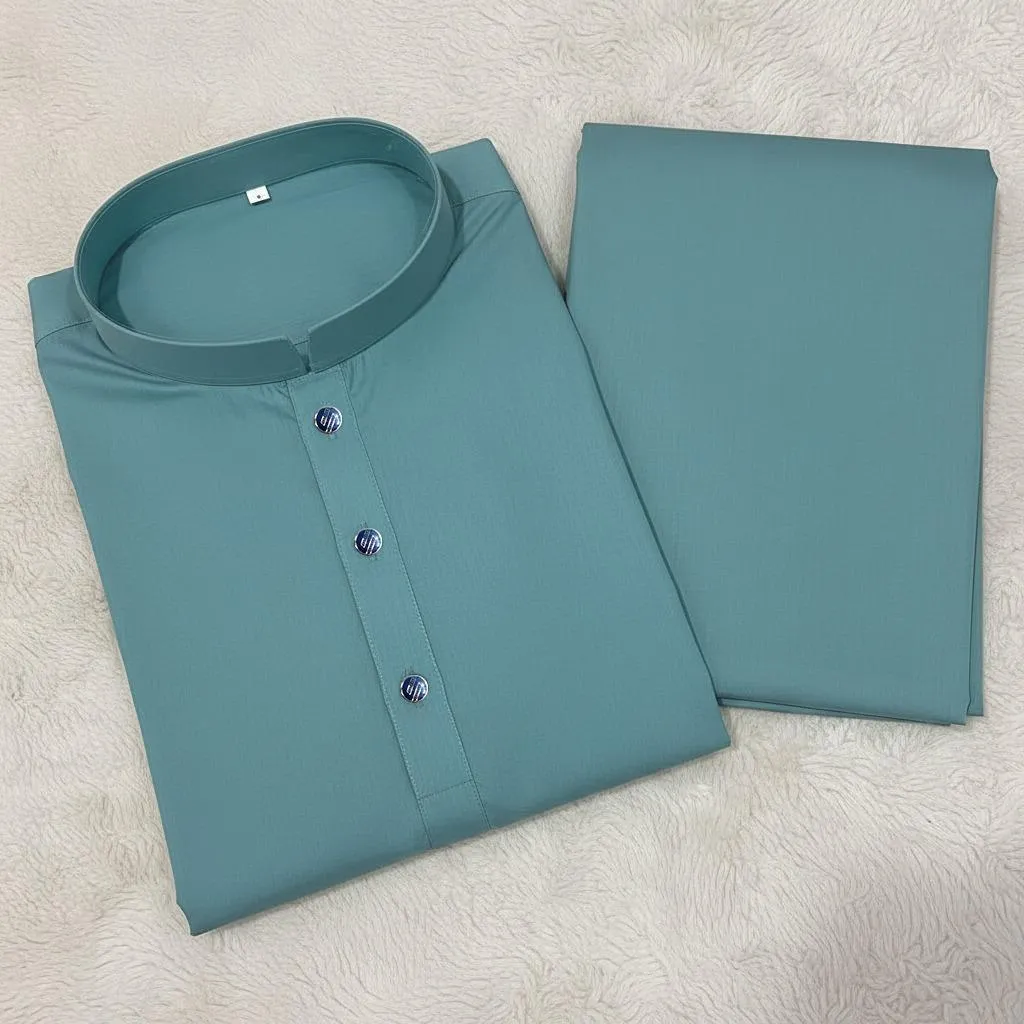 2 Pcs Men’s Stitched Wash And Wear Plain Kurta Pajama - Image 3