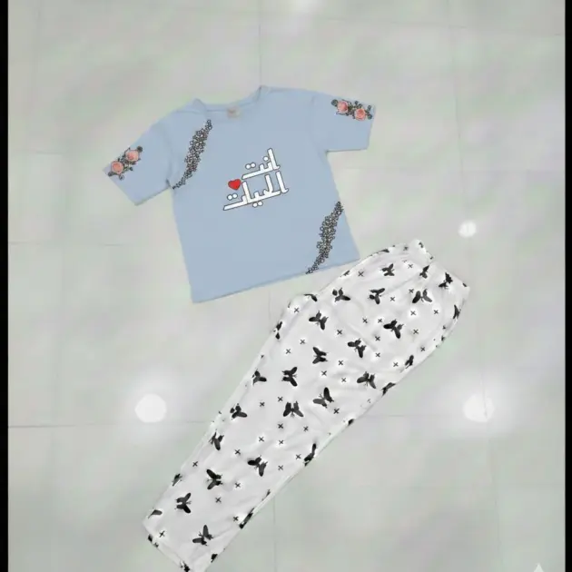 2 Pcs Women's Stitched Jersey Printed Night Suit