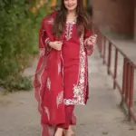 3 Pcs Women’s Stitched Silk Embroidered Suit