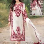3 Pcs Women’s Stitched Organza Embroidered Suit