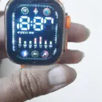 Men's Rectangle Digital Display Watch with Textured Strap - 1 Pc in Black & Orange