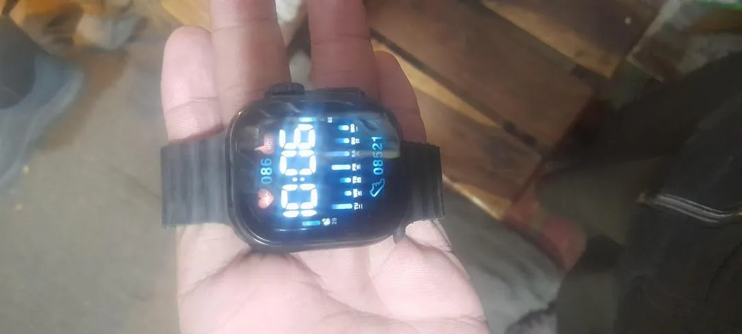 Men's Rectangle Digital Display Watch with Textured Strap - 1 Pc in Black & Orange - Image 3