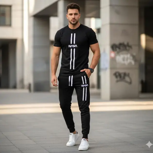 2 Pcs Men's Polyester Printed Track Suit