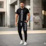 2 Pcs Men's Polyester Printed Track Suit