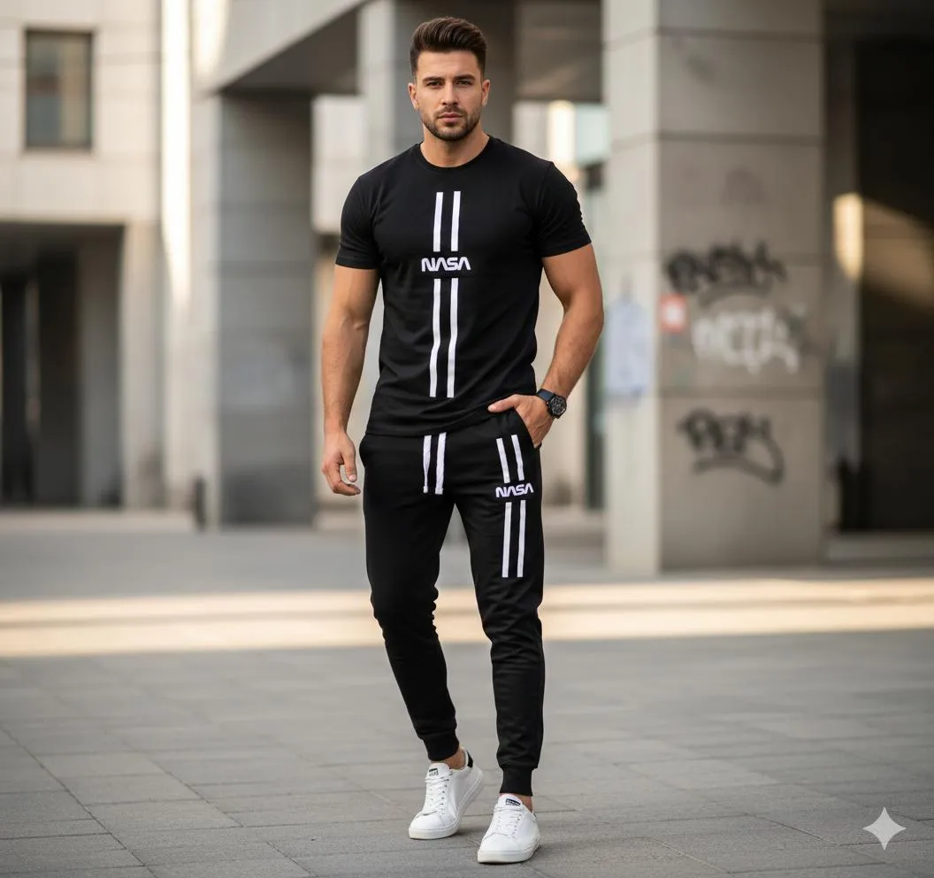 2 Pcs Men's Polyester Printed Track Suit