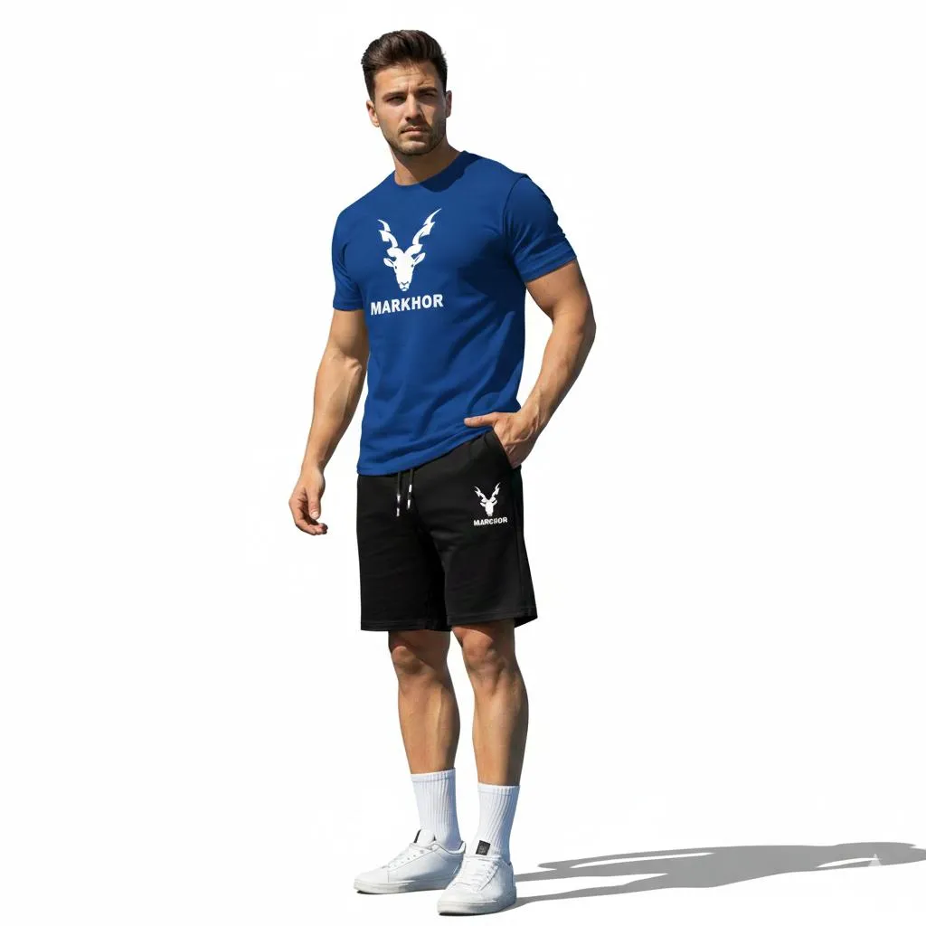 2 Pcs Men's Polyester Printed T-Shirt & Shorts Tracksuit - Image 2