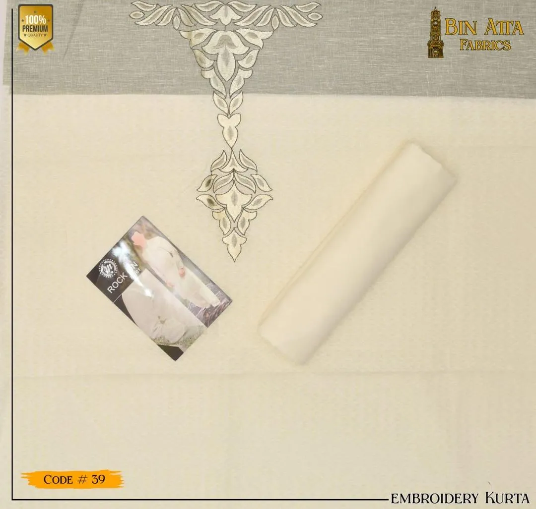 Men’s Unstitched Paper Cotton Embroidered Suit - Image 2