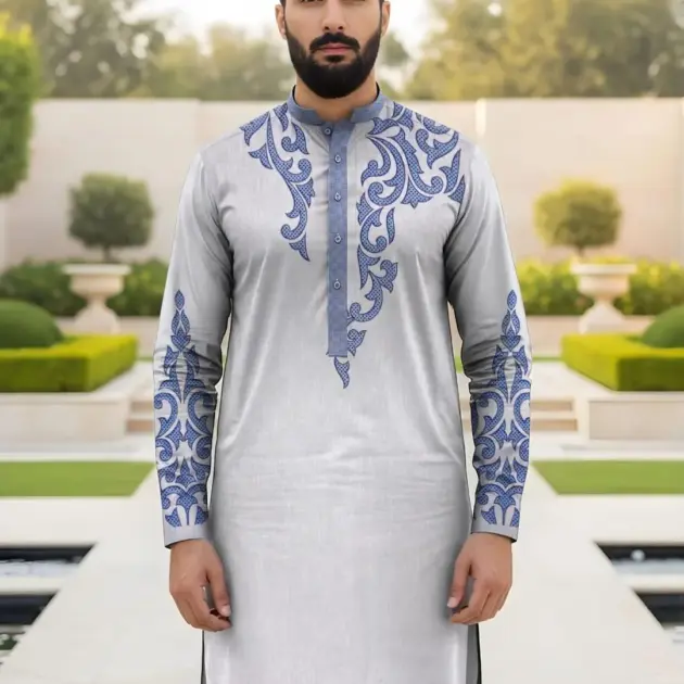 Men’s Unstitched Cotton Self Print Suit