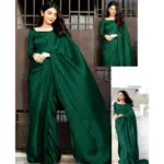 2 Pcs Women’s Shamoz Silk Plain Stitched Saree