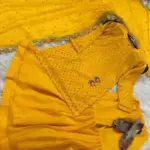 3 Pcs Women’s Stitched Chiffon Sheesha Work Gharara Shirt