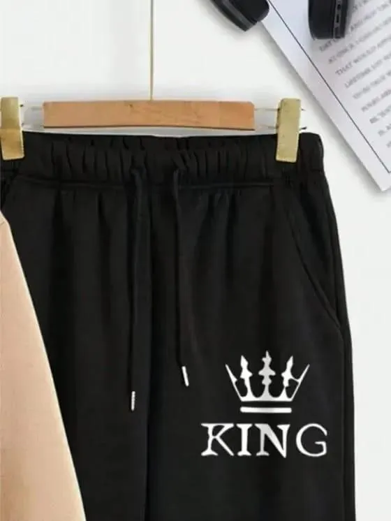 2 Pcs Men's Fleece Printed Sweatshirt Track Suit - Image 3