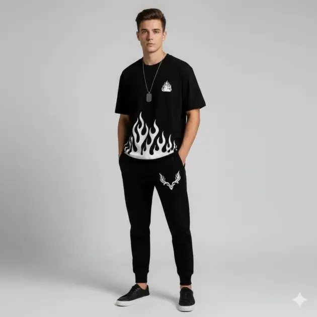 2 Pcs Men's Polyester Printed Track Suit