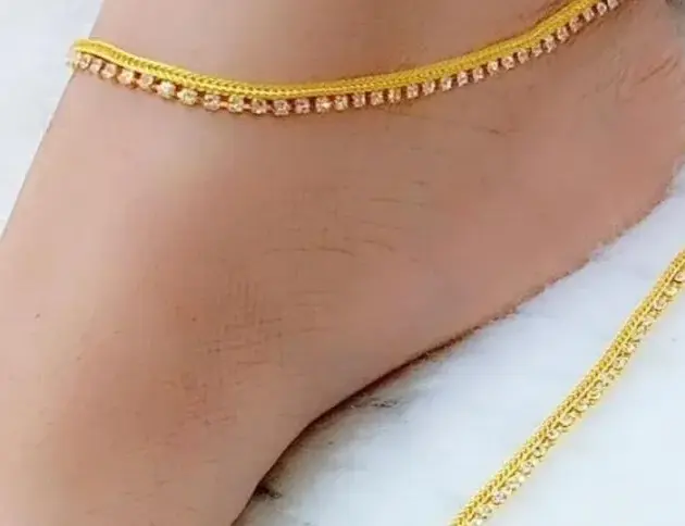 Modern Design Gold Plated Artificial Stones Anklet