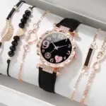 6 Pcs Heart Design Gold Plated Beads Chain Bracelet