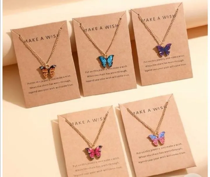 Butterfly Design Gold Plated Multicolored Necklace - Image 2