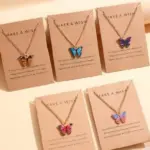 Butterfly Design Gold Plated Multicolored Necklace