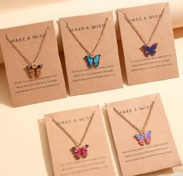 Butterfly Design Gold Plated Multicolored Necklace