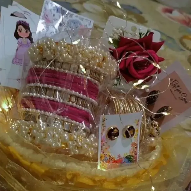 4 Pcs Indian Design Gold Plated Pearl Kara Bangle