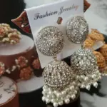 2 Layered Antique Plated Artificial Stones Jhumka